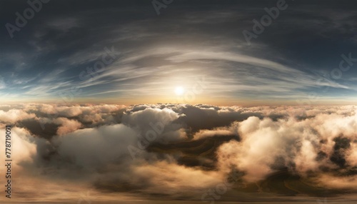 panorama of clouds hdri environment map round panorama spherical panorama equidistant projection panorama 360 flying above the clouds sky above the clouds 3d rendering