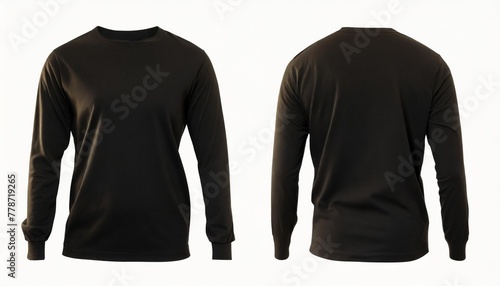 blank black shirt mock up template front and back view isolated on white plain t shirt mockup tee sweater sweatshirt design presentation for print generative ai
