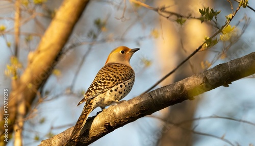 bird the northern flicker colaptes auratus in spring natural scene from state park of wisconsin