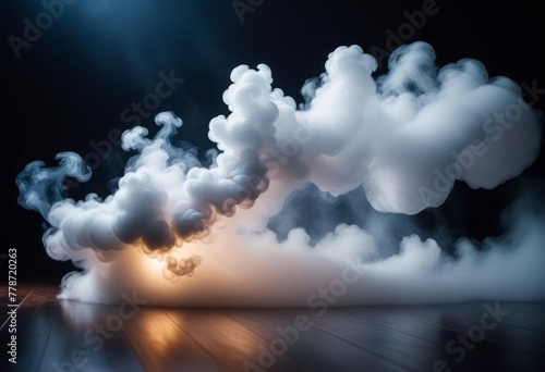 Massive Smoke Cloud Against Black Background