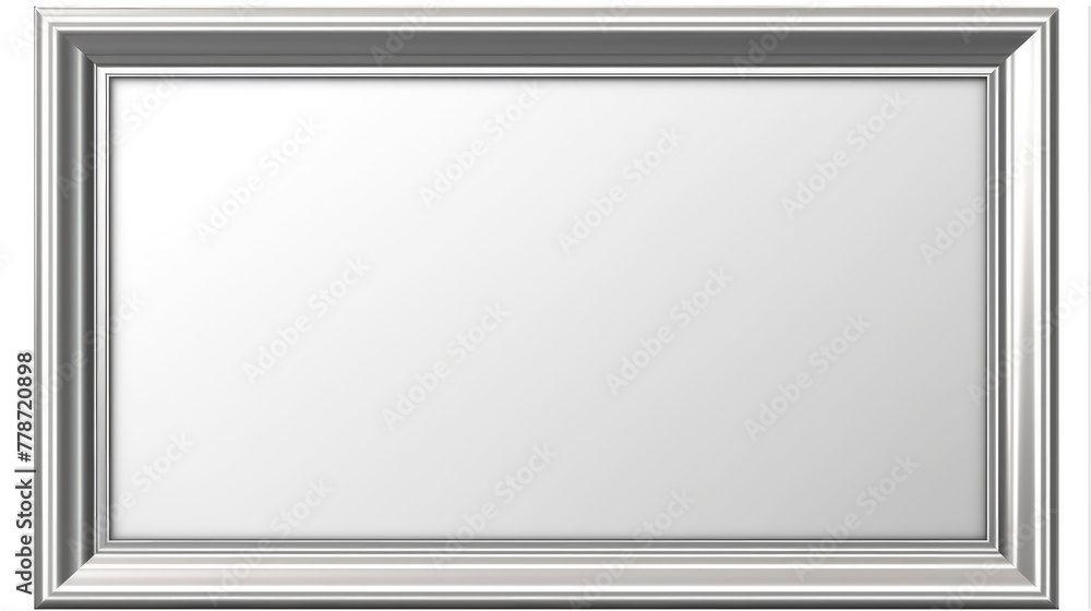 Silver chrome metal blank empty photo frame on transparent background ...
