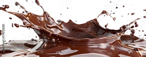Chocolate Chocolate flow isolated on white background close up Chocolate. Chocolate Stream on Transparent Background