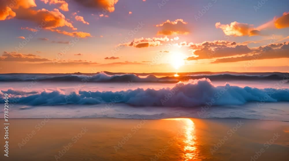 A Natural Wonder: The Sun Sets in a Spectacular Display of Color Over the Ocean A Natural Wonder: The Sun Sets in a Spectacular Display of Color Over the Ocean