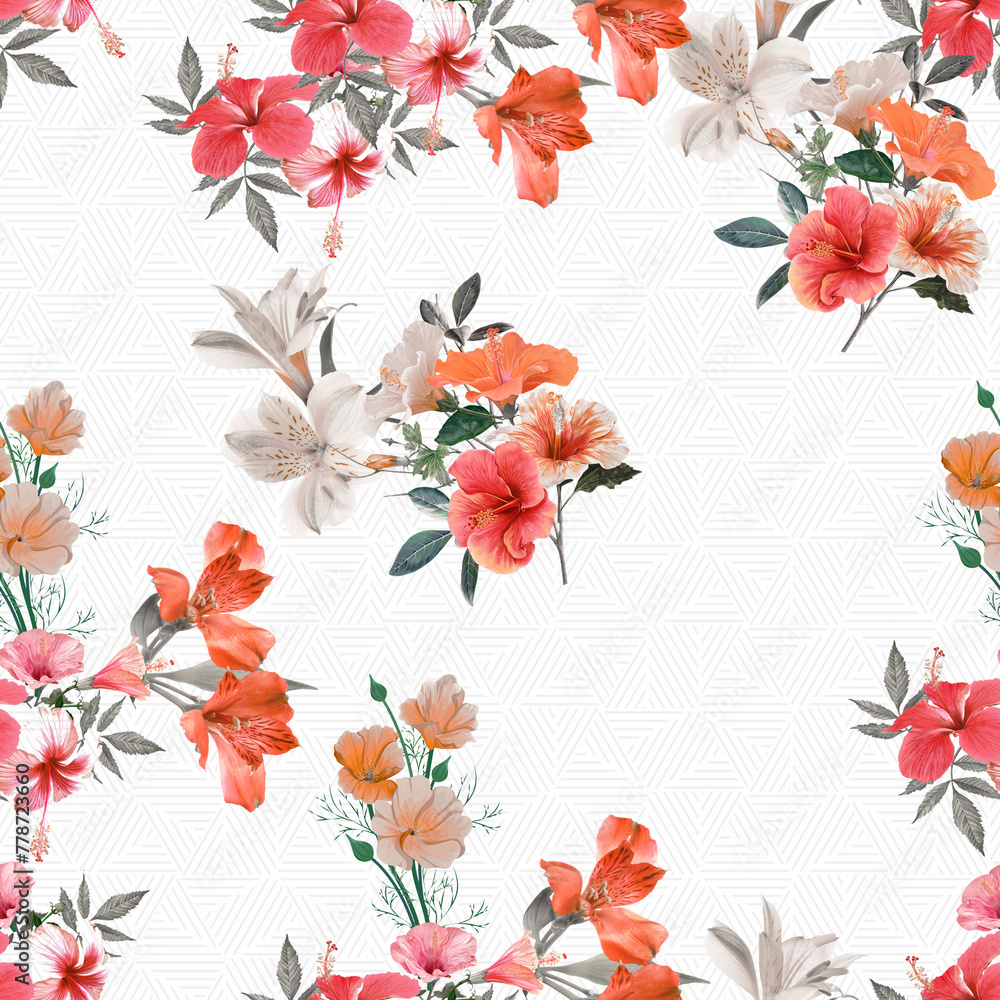 seamless abstract floral nature pattern Design,Watercolor seamless pattern cute roses,