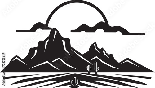 Nomadic Horizon Minimalist Desert Logo Design Arid Expanse Minimalist Desert Icon Vector Logo