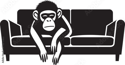 Lazy Lounge Zenith Couch Sleep Vector Logo Dreamland Den Haven Monkey Resting on Sofa Icon