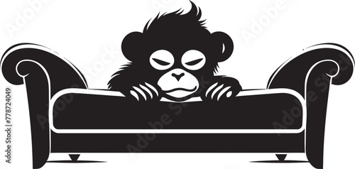 Serene Slumber Serenade Couch Sleep Icon Design Lazy Lounge Lagoon Monkey Nap on Couch Emblem