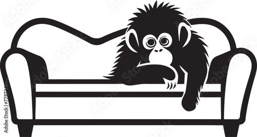 Siesta Sanctuary Serenade Monkey Sleeping on Couch Emblem Snooze Space Zenith Couch Nap Icon Design