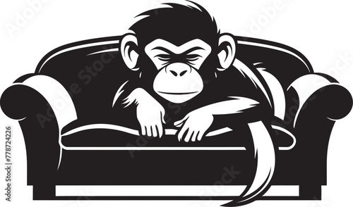 Siesta Sanctuary Serenade Couch Sleep Vector Emblem Snooze Space Zenith Monkey Nap on Couch Icon Design
