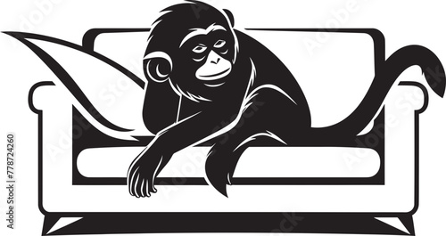 Siesta Sanctuary Serenade Couch Sleep Vector Emblem Snooze Space Zenith Monkey Nap on Couch Icon Design