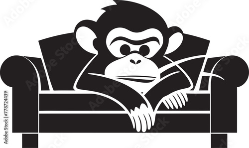 Dreamland Den Serene Monkey Couch Logo Restful Refuge Tranquil Primate Sleep Emblem