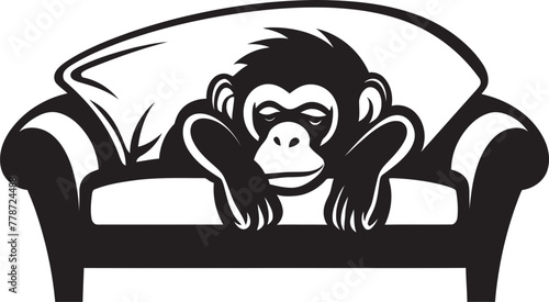 Dreamland Den Lazy Ape Rest Emblem Restful Refuge Serene Monkey Lounge Design