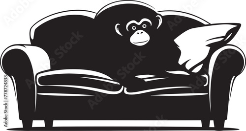 Zen Zephyr Couch Nap Icon Design Dreamland Den Monkey Resting on Sofa Emblem