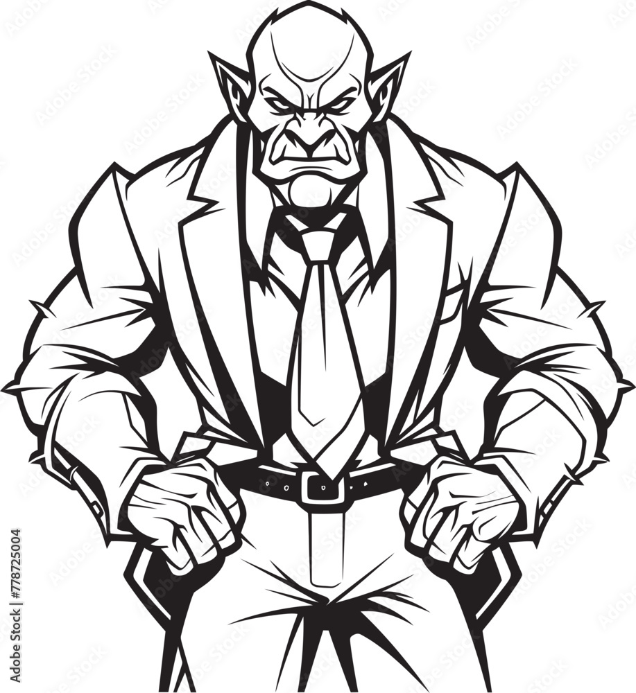 Suited Warrior King Full Body Suit Logo Design Orc CEO Style Corporate Suit Vector Icon Suited Warrior King Full Body Suit Logo Design Orc CEO Style Corporate Suit Vector Icon
