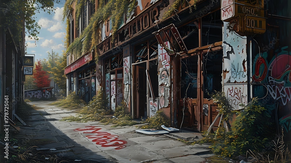 Silent Echoes: Urban Decay in Forgotten Streets./n