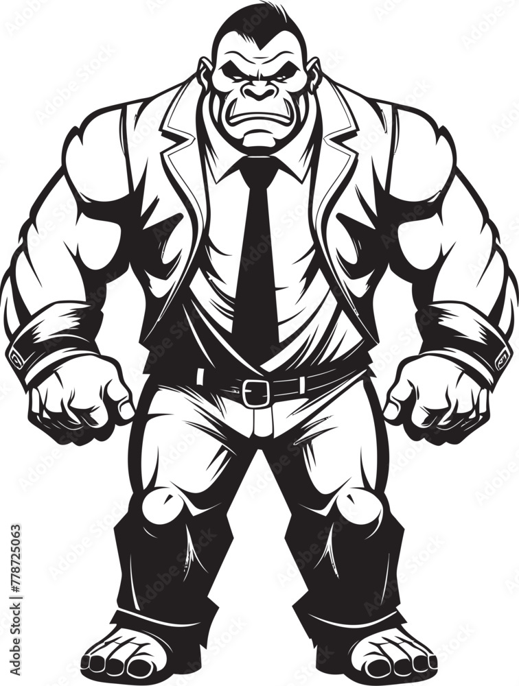 Executive Enforcer Insignia Full Body Suit Emblem Suited Warrior Crest Orc in Tailored Suit Logo Executive Enforcer Insignia Full Body Suit Emblem Suited Warrior Crest Orc in Tailored Suit Logo