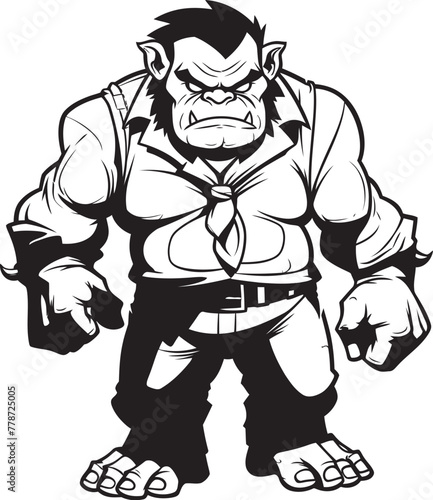 Corporate Orc Commander Tailored Suit Vector Icon Executive Enforcer Orc in Formal Attire Emblem