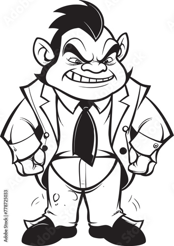 Business Beast Monarch Orc in Formal Attire Icon Executive Enforcer Insignia Full Body Suit Emblem