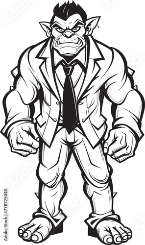 Suited Savagery Symbol Professional Orc Suit Emblem Dapper Orc Dynasty Corporate Suit Vector Logo
