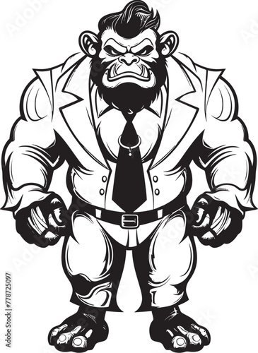 Corporate Orc CEO Badge Tailored Suit Emblem Executive Enforcer Insignia Formal Attire Logo