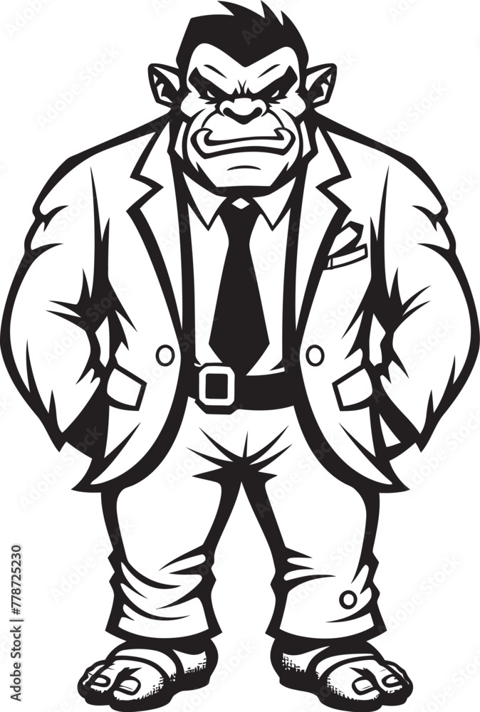 Suited Savage Chief Mark Full Body Orc Suit Emblem Corporate Orc CEO Badge Tailored Suit Logo