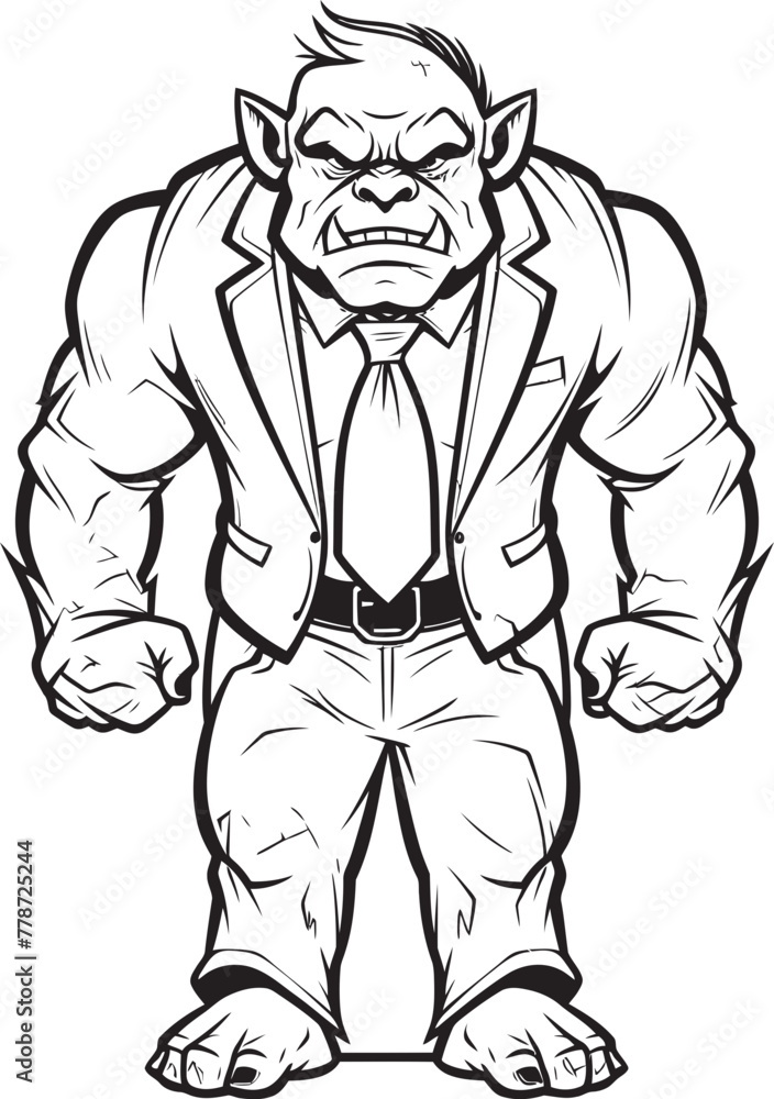 Fototapeta premium Executive Enforcer Insignia Formal Attire Vector Icon Suited Warrior King Mark Full Body Suit Emblem