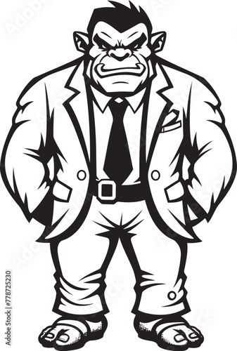 Suited Savage Chief Mark Full Body Orc Suit Emblem Corporate Orc CEO Badge Tailored Suit Logo