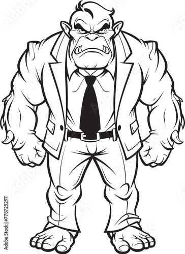 Executive Enforcer Insignia Full Body Suit Emblem Suited Warrior Crest Orc in Tailored Suit Logo