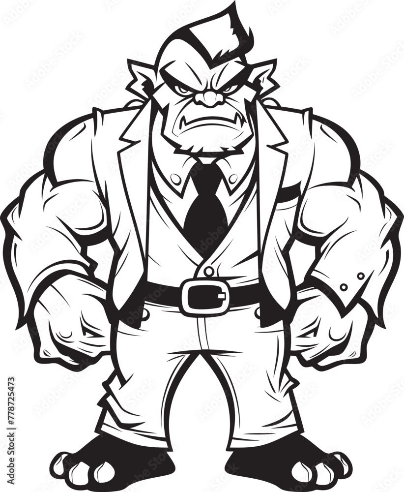 Fototapeta premium Corporate Orc CEO Badge Tailored Suit Icon Executive Enforcer Insignia Formal Attire Vector