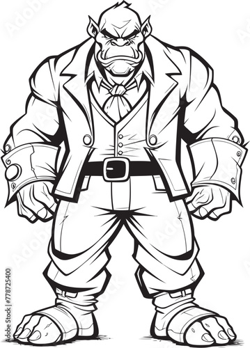 Corporate Conqueror Crest Orc in Full Body Suit Emblem Suited Savagery Symbol Professional Orc Suit Vector