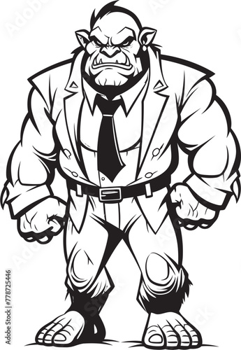 Executive Enforcer Insignia Full Body Suit Icon Suited Warrior Crest Orc in Tailored Suit Emblem