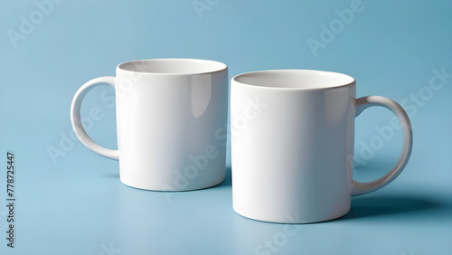 empty blank mug mockup on blue background