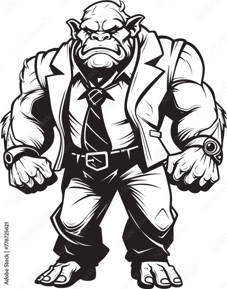 Dapper Orc Dynasty Corporate Suit Vector Icon Executive Enforcer Orc in Formal Attire Emblem