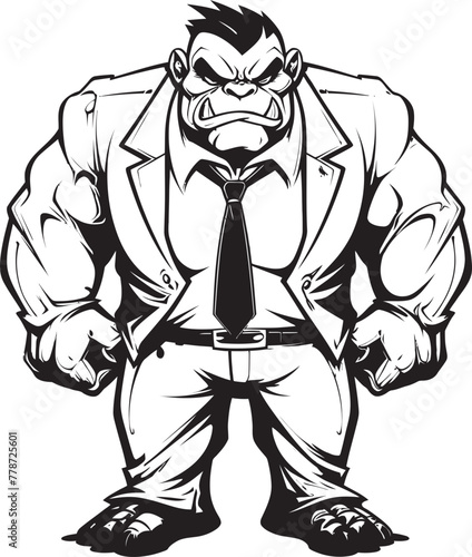 Suited Savagery Professional Orc Suit Emblem Dapper Orc Dynasty Corporate Suit Vector Icon
