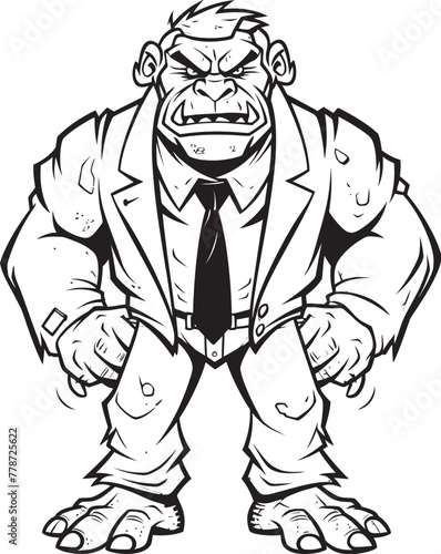 Corporate Conqueror Orc in Formal Suit Icon Suited Savagery Professional Orc Suit Emblem