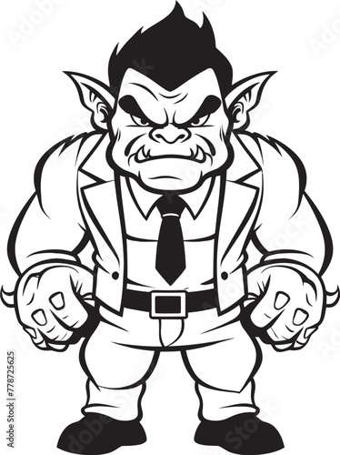 Executive Enforcer Orc in Formal Attire Emblem Suited Warrior King Full Body Suit Logo Design
