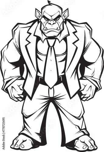 Suited Savagery Professional Orc Suit Logo Design Dapper Orc Dynasty Insignia Corporate Suit Vector Icon