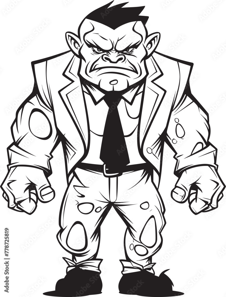 Fototapeta premium Stylish Orc Magnate Professional Suit Icon Corporate Conqueror Crest Full Body Suit Emblem