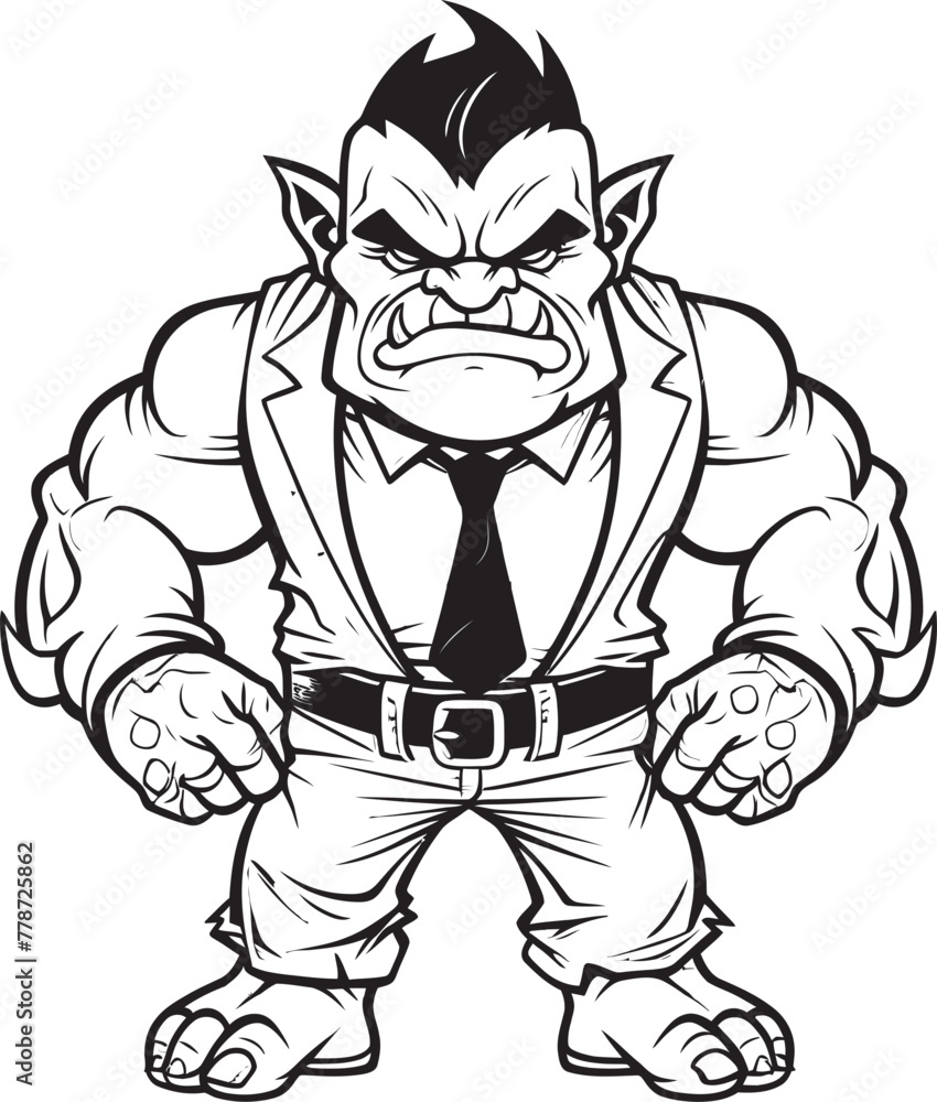 Fototapeta premium Business Beast Orc in Suit Emblem Orc Executive Full Body Suit Logo Vector