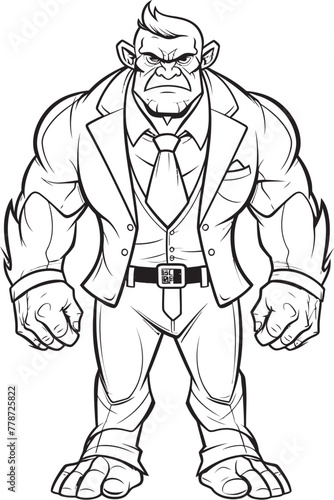 Suited Savagery Insignia Orc in Corporate Attire Vector Dapper Orc Dynasty Formal Suit Logo Design