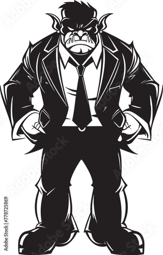 Orc Entrepreneur Professional Attire Logo Vector Executive Enforcer Orc in Suit Icon Design