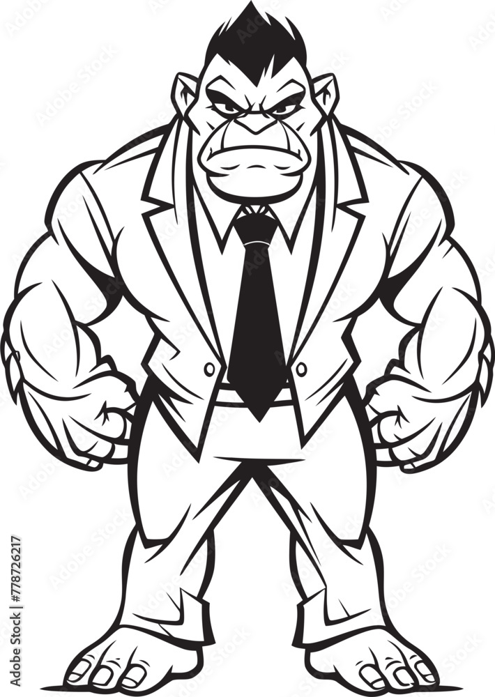 Suited Savage Orc in Professional Suit Emblem Dapper Orc Full Body Suit Logo Vector Suited Savage Orc in Professional Suit Emblem Dapper Orc Full Body Suit Logo Vector