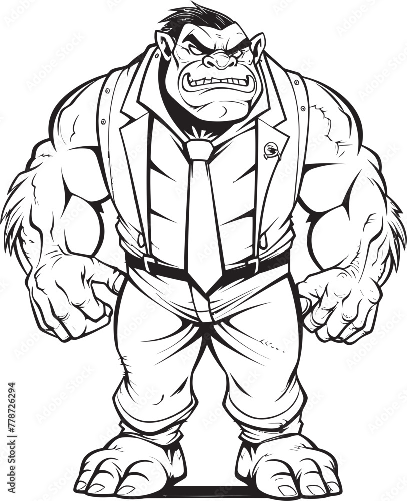 Fototapeta premium Stylish Warrior Corporate Attire Icon Design Orc Executive Orc in Professional Suit Emblem