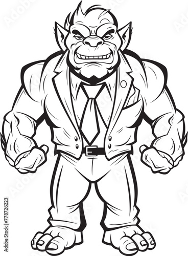 Executive Enforcer Full Body Suit Logo Vector Stylish Warrior Corporate Attire Icon Design
