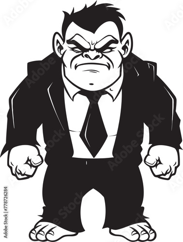 Suited Beast Full Body Suit Logo Vector Executive Enforcer Corporate Attire Icon Design