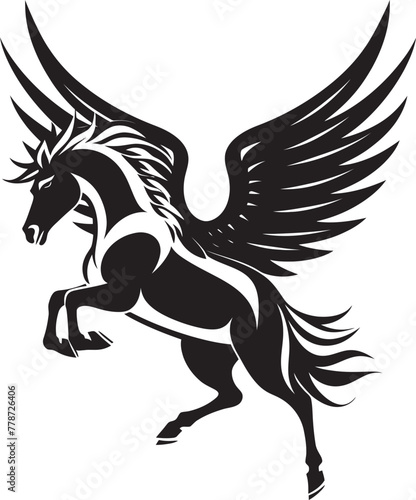 Winged Guardian Pegasus Horse Vector Logo Celestial Canter Pegasus Emblem Icon Design
