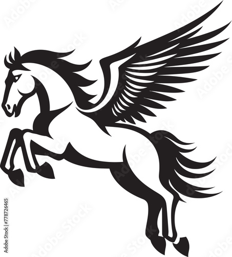 Fototapeta Naklejka Na Ścianę i Meble -  Winged Guardian Pegasus Emblem Design Icon Celestial Canter Pegasus Horse Logo Vector