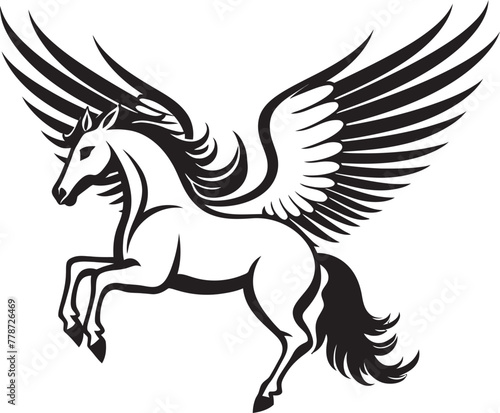 Skyborne Serenity Pegasus Horse Vector Logo Heavenly Hooves Pegasus Emblem Icon Design