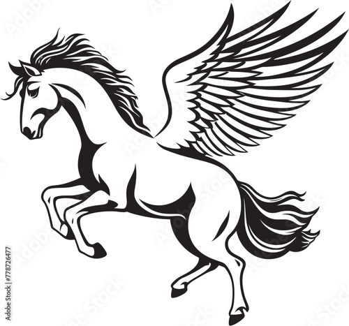 Fototapeta Naklejka Na Ścianę i Meble -  Celestial Soarer Pegasus Horse Logo Vector Ethereal Equine Essence Pegasus Emblem Design Icon