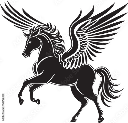 Ethereal Equine Elegance Pegasus Emblem Design Icon Divine Gallop Pegasus Horse Logo Vector